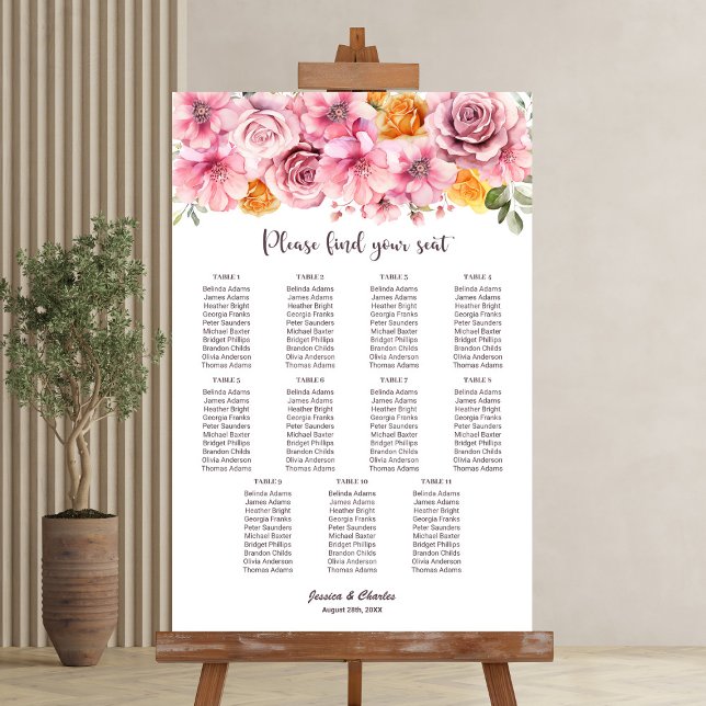 Póster Gráfico de Asientos de Boda Floral Rosa Elegante d (Subido por el creador)