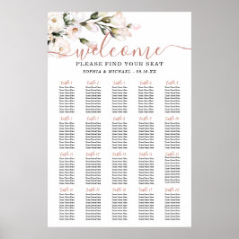 Póster Gráfico de Asientos de Boda Floral Rosado