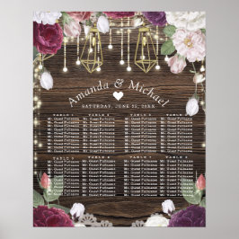 Póster Gráfico de asientos de Boda floral rústico