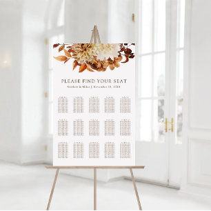 Póster Gráfico de Asientos de Boda Floral Terracota de Ot