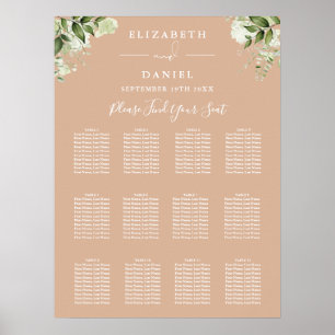 Póster Gráfico de Asientos de Boda Floral Verde Oliva Cla
