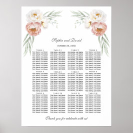 Póster Gráfico de Asientos de Boda Flores Dusty Rose Enca