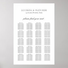 Póster Gráfico de Asientos de Boda Formal Clásico Elegant