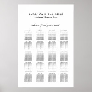 Póster Gráfico de Asientos de Boda Formal Clásico Elegant