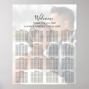 Póster Gráfico de Asientos de Boda Fotografía Caligrafía