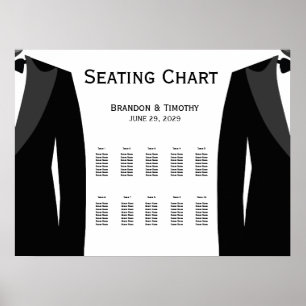 Póster Gráfico de Asientos de Boda Gay Blanco Elegante