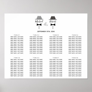 Póster Gráfico de Asientos de Boda Gay Elegante en Blanco