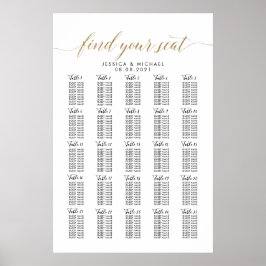 Póster Gráfico de Asientos de Boda Grande para 25 Mesas y