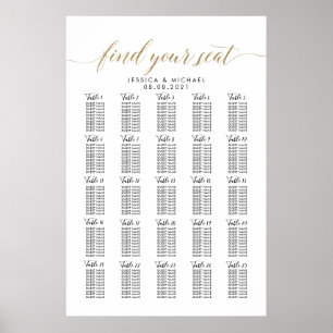 Póster Gráfico de Asientos de Boda Grande para 25 Mesas y