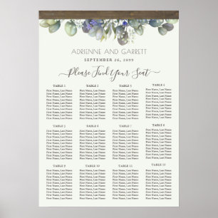 Póster Gráfico de asientos de Boda Lavender y Eucalyptus