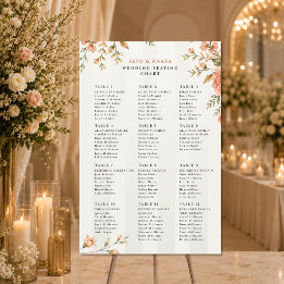 Póster Gráfico de Asientos de Boda | Letrero Floral de Re