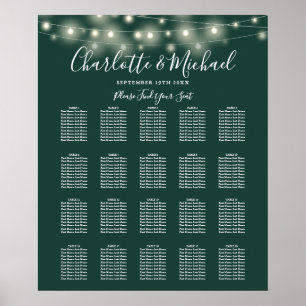 Póster Gráfico de Asientos de Boda Luces de Cuerda Esmera