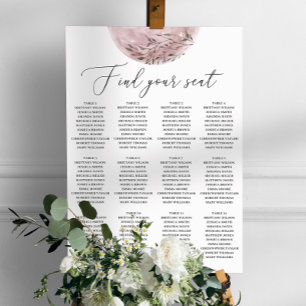 Póster Gráfico de Asientos de Boda Luna Rosa. Celestial E