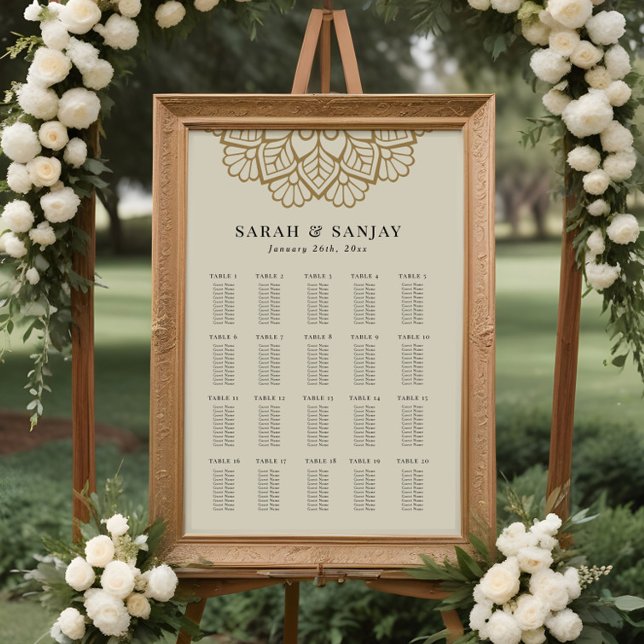 Póster Gráfico de Asientos de Boda Mandala de Oro (Subido por el creador)