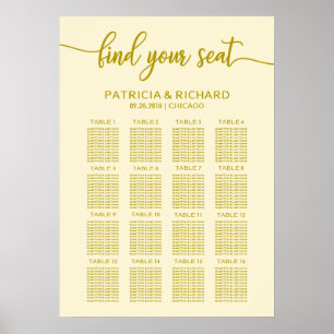 Póster Gráfico de Asientos de Boda Marfil Dorado Caligraf