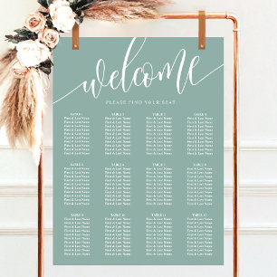 Póster Gráfico de Asientos de Boda Minimalista en Azul Po
