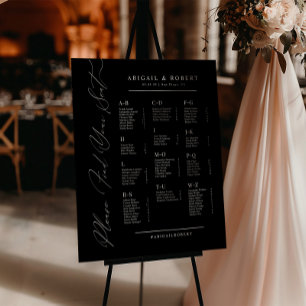 Póster Gráfico de Asientos de Boda Minimalista en B&N por