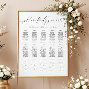 Póster Gráfico de Asientos de Boda Minimalista en Blanco