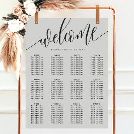 Póster Gráfico de Asientos de Boda Minimalista Gris Suave