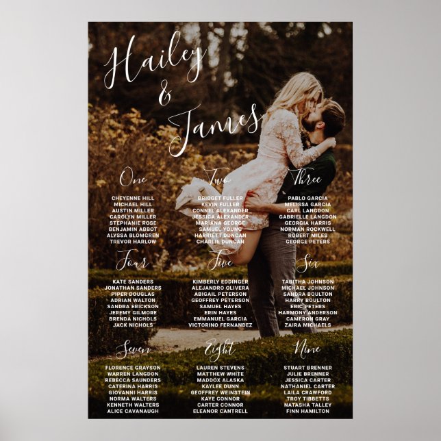 Póster Gráfico de Asientos de Boda Moderno y Elegante con (Frente)