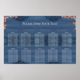 Póster Gráfico de Asientos de Boda Moody Blue