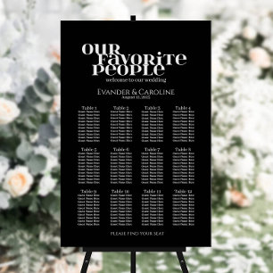 Póster Gráfico de asientos de boda negro retro elegante