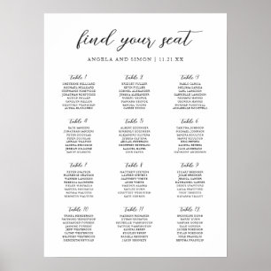 Póster Gráfico de Asientos de Boda Neutral Moderno Elegan