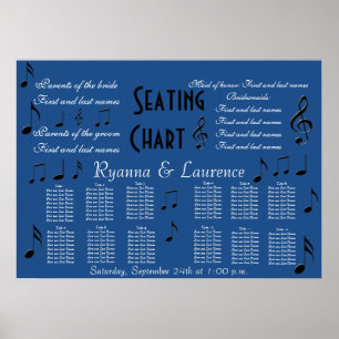 Póster Gráfico de Asientos de Boda Notas Musicales Algo A