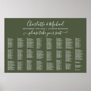 Póster Gráfico de Asientos de Boda Olive Green para 300 N