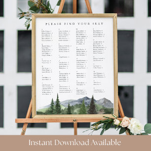 Póster Gráfico de Asientos de Boda por Orden Alfabético T