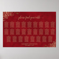 Gráfico de Asientos de Boda Rojo Carmesí y Dorado 