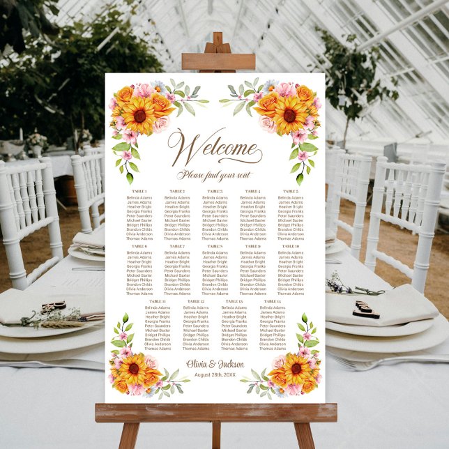 Póster Gráfico de Asientos de Boda Rosa Girasol de 14 Mes (Subido por el creador)