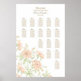 Póster Gráfico de Asientos de Boda Rosa Melocotón