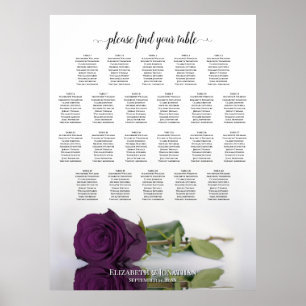 Póster Gráfico de Asientos de Boda Rosa Púrpura Ciruela d