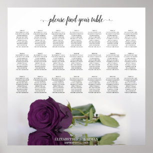 Póster Gráfico de Asientos de Boda Rosa Púrpura Ciruela M