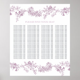 Póster Gráfico de asientos de Boda rosado elegante y polv
