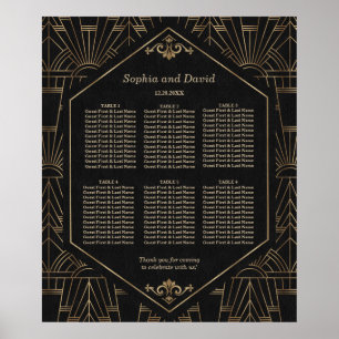 Póster Gráfico de Asientos de Boda Royal Gold Black Great
