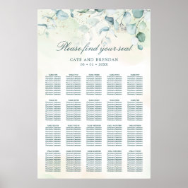 Póster Gráfico de Asientos de Boda Rústica con Verde de E