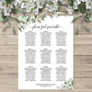 Póster Gráfico de Asientos de Boda Rústico de Eucalipto d