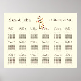 Póster Gráfico de asientos de boda Rústico del árbol de o