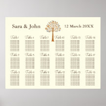 Gráfico de asientos de boda Rústico del árbol de o