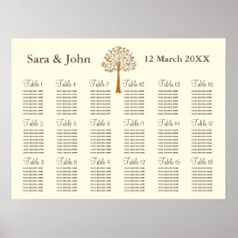 Póster Gráfico de asientos de boda Rústico del árbol de o