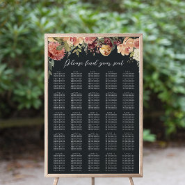Póster Gráfico de asientos de Boda Rústico Floral XL
