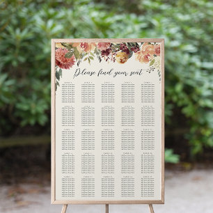 Póster Gráfico de asientos de Boda Rústico Floral XL