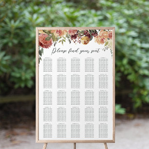 Póster Gráfico de asientos de Boda Rústico Floral XL