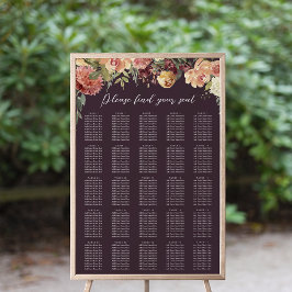Póster Gráfico de asientos de Boda Rústico Floral XL