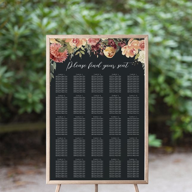 Póster Gráfico de asientos de Boda Rústico Floral XL (Subido por el creador)