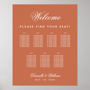 Póster Gráfico de Asientos de Boda Sencillo con 7 Mesas d