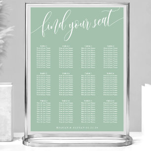 Póster Gráfico de Asientos de Boda Sencillo de Menta Polv
