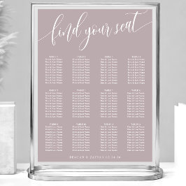 Póster Gráfico de Asientos de Boda Sencillo en Lavanda Po
